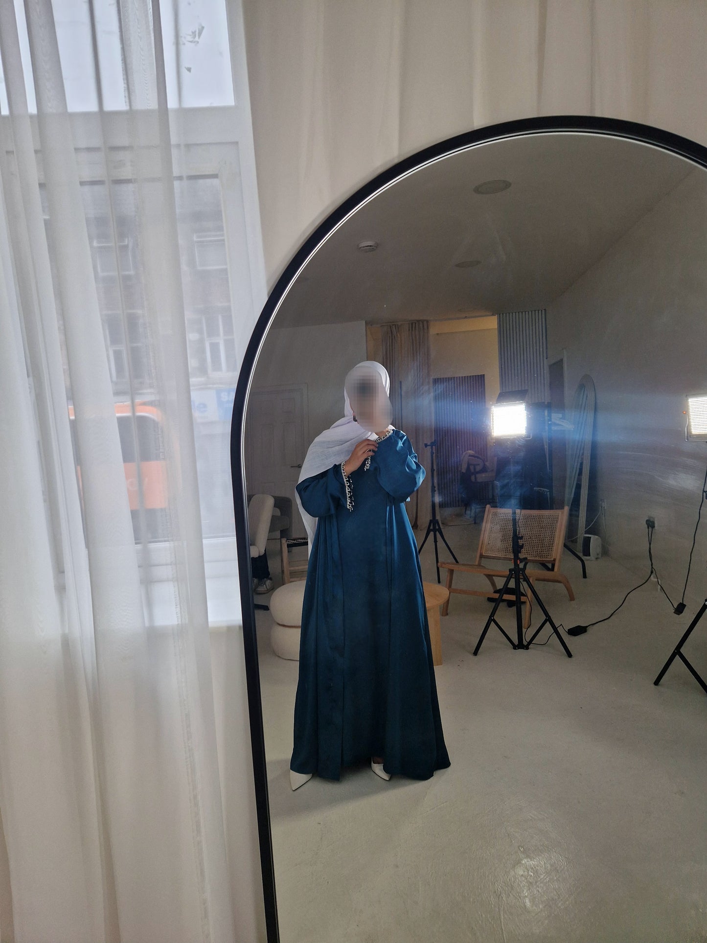 Turquoise Pearly Abaya set