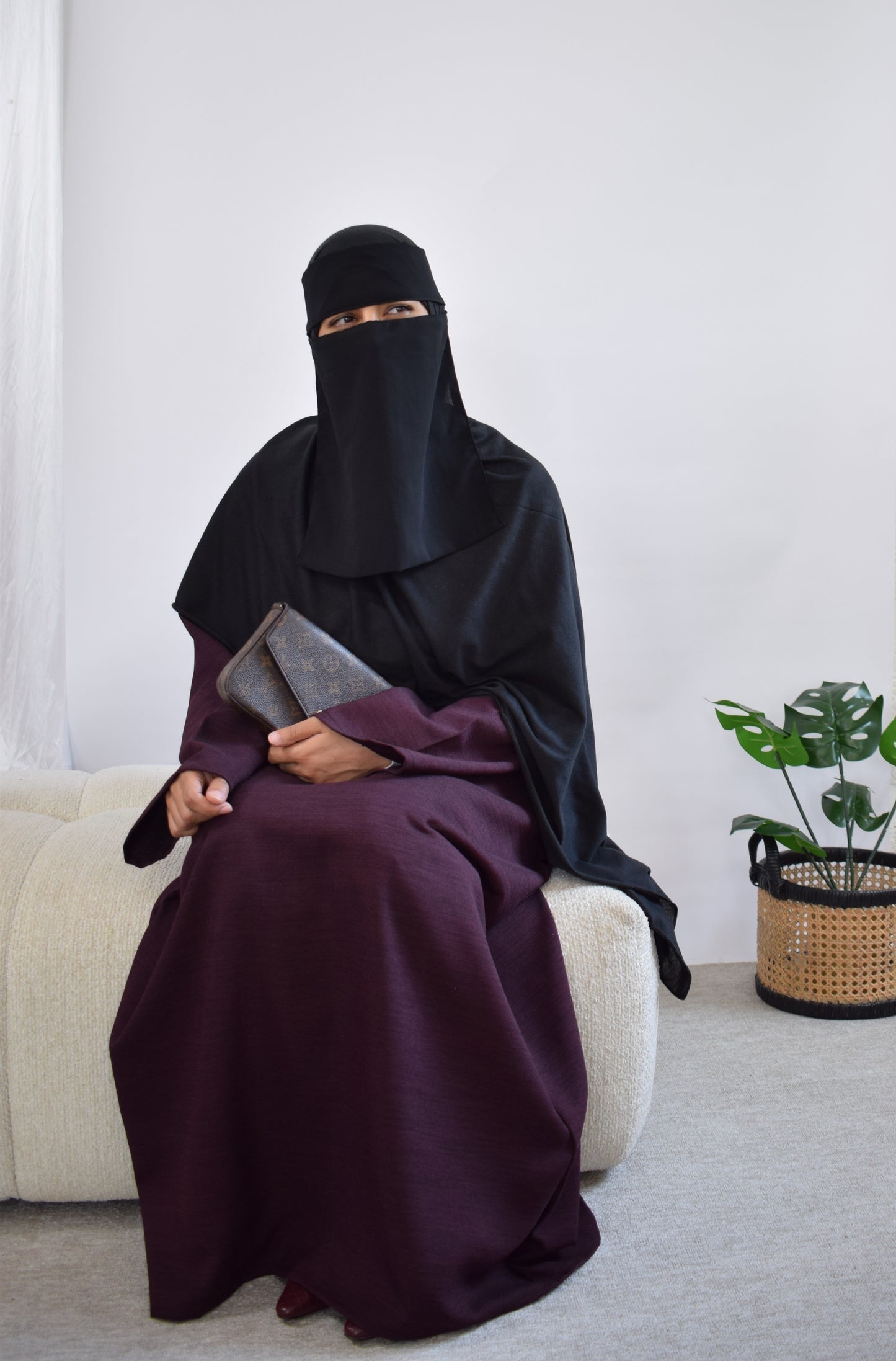 Plum Linen Look Abaya