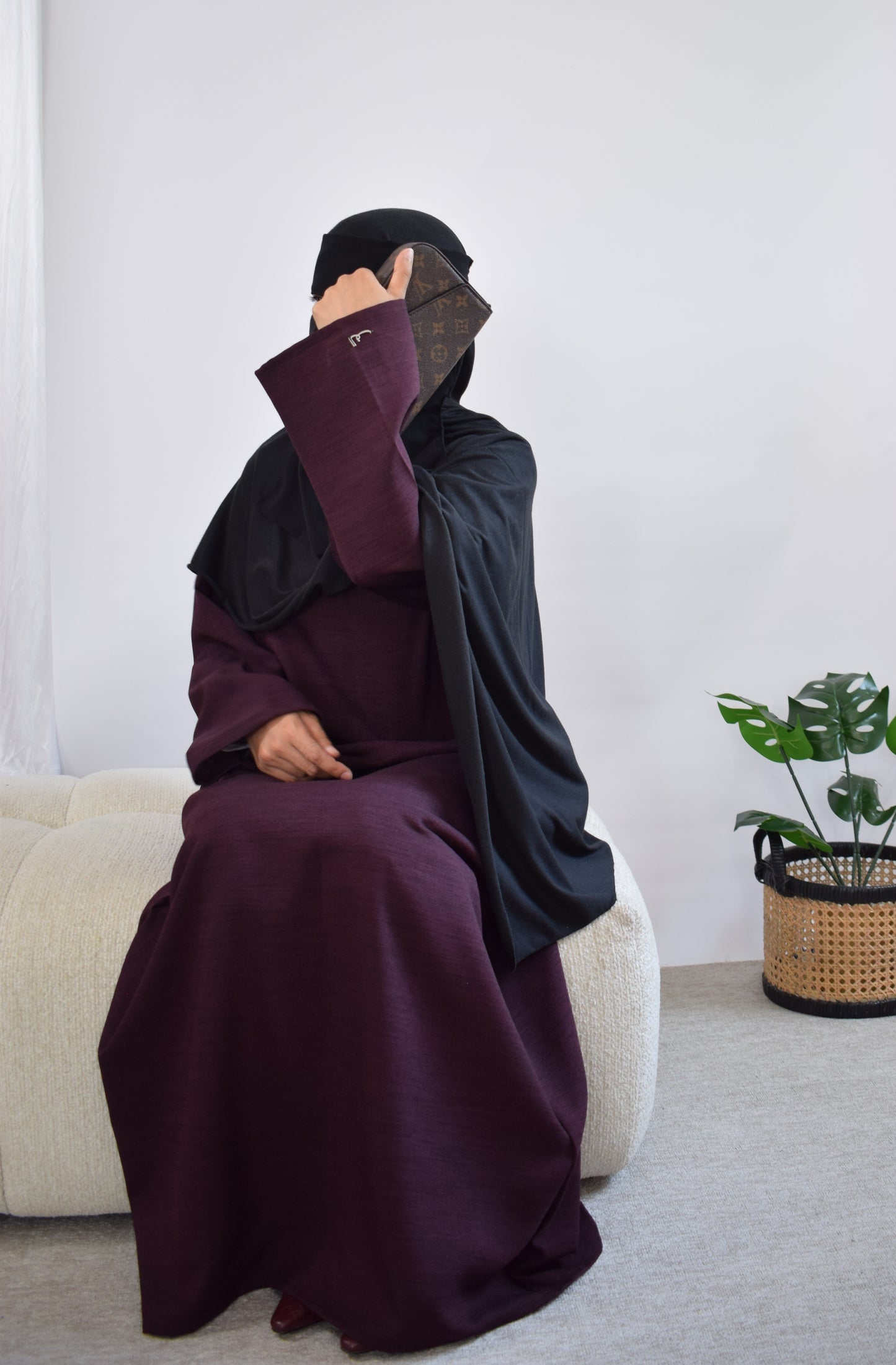 Plum Linen Look Abaya