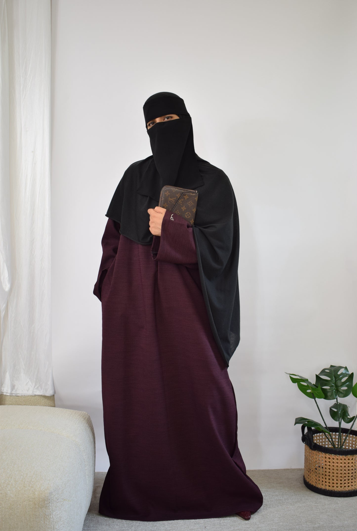 Plum Linen Look Abaya