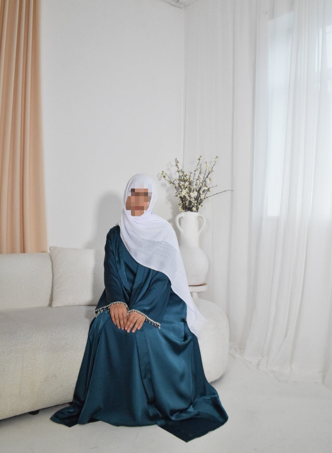 Turquoise Pearly Abaya set