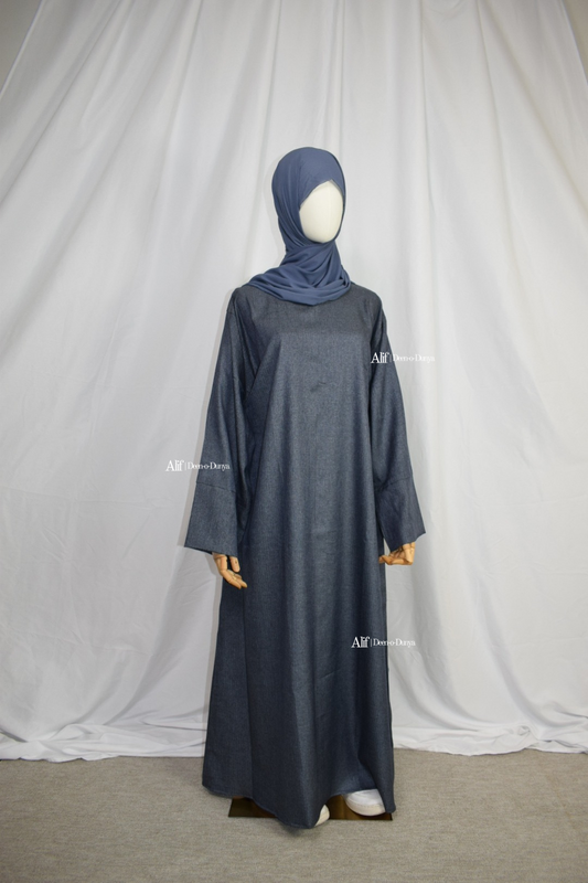 Dark petrol gray abaya set