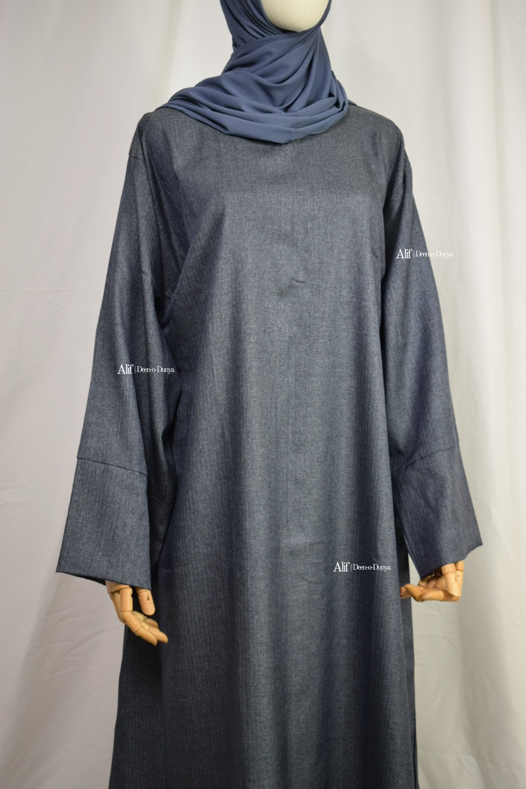 Dark petrol gray abaya set