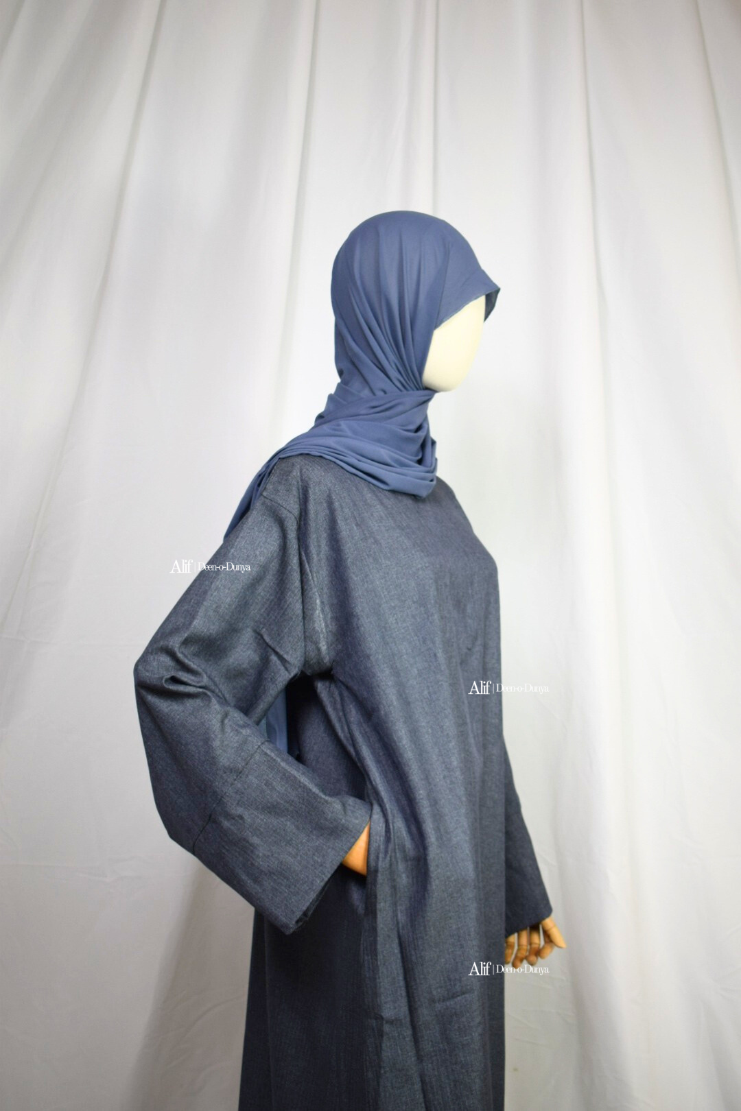 Dark petrol gray abaya set