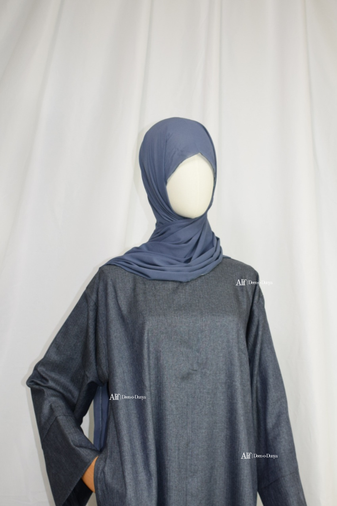 Dark petrol gray abaya set