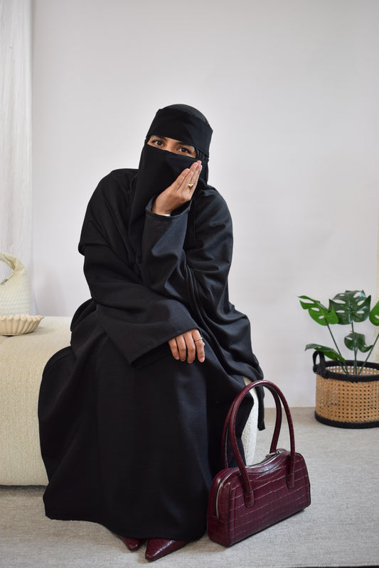 Black Linen Look Abaya